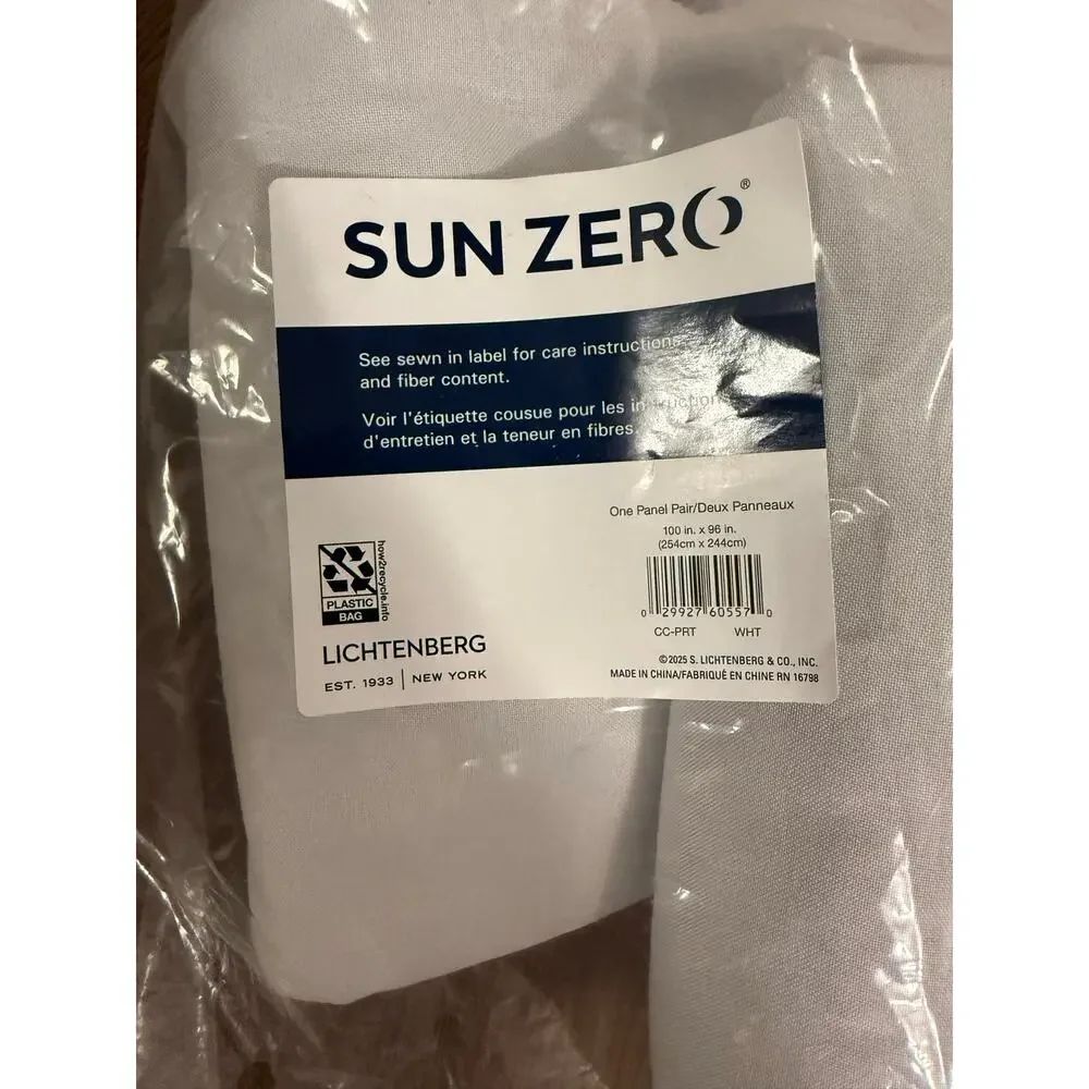 Sun Zero Curtains One Panel Pair 100in x 96in White